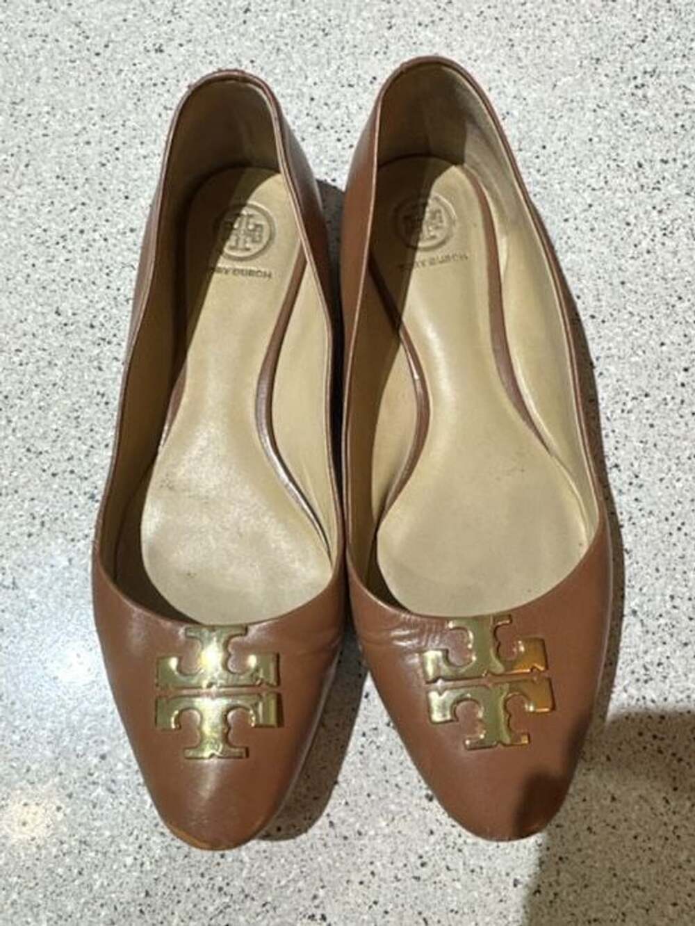 Tory Burch Raleigh Leather Ballet Flats Brown